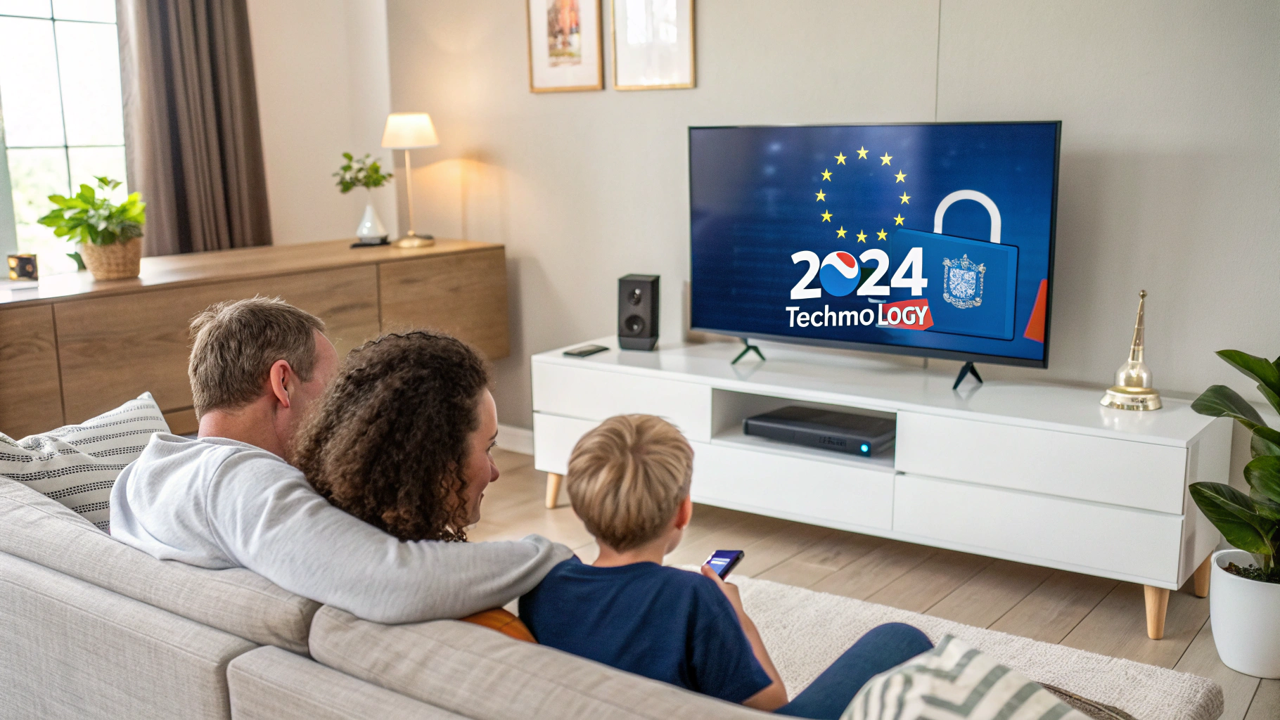 Illustratie van legale IPTV diensten in Nederland met tv-scherm en veiligheidsicoon